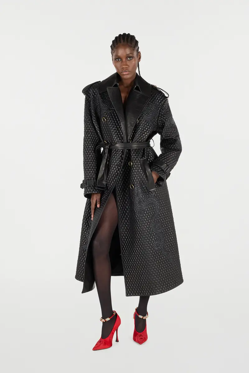 Roberto Cavalli Long Trench Coat With Dragons | Thumbnail 6