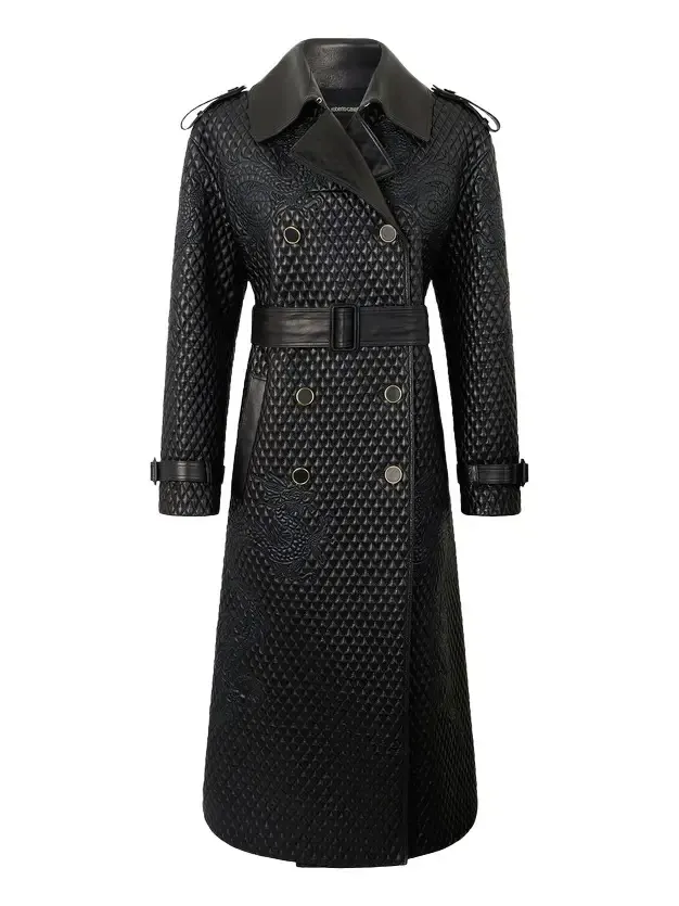 Roberto Cavalli Long Trench Coat With Dragons