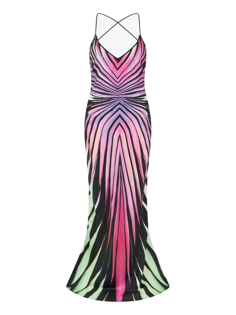 Roberto Cavalli Ray Of Paradise Print Silk Slip Dress