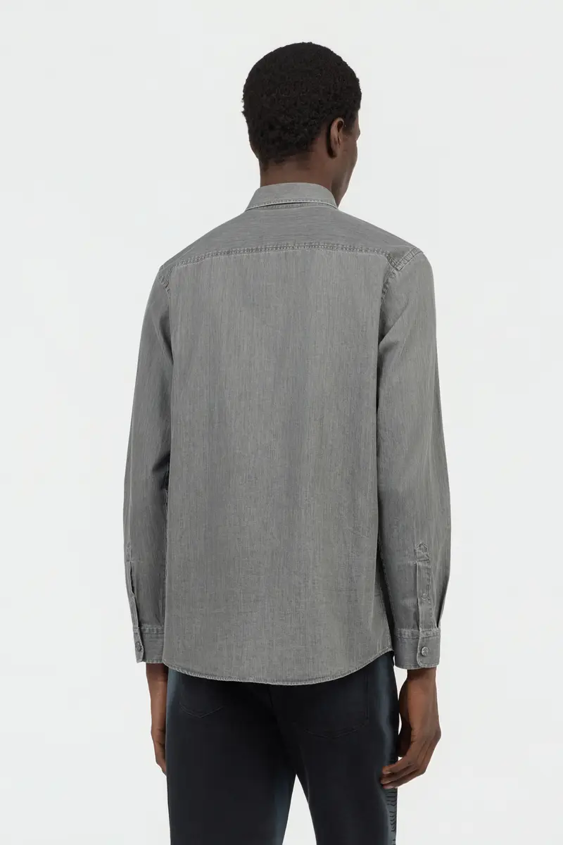 Roberto Cavalli Grey Cotton Shirt with Embroidered Logo | Thumbnail 3