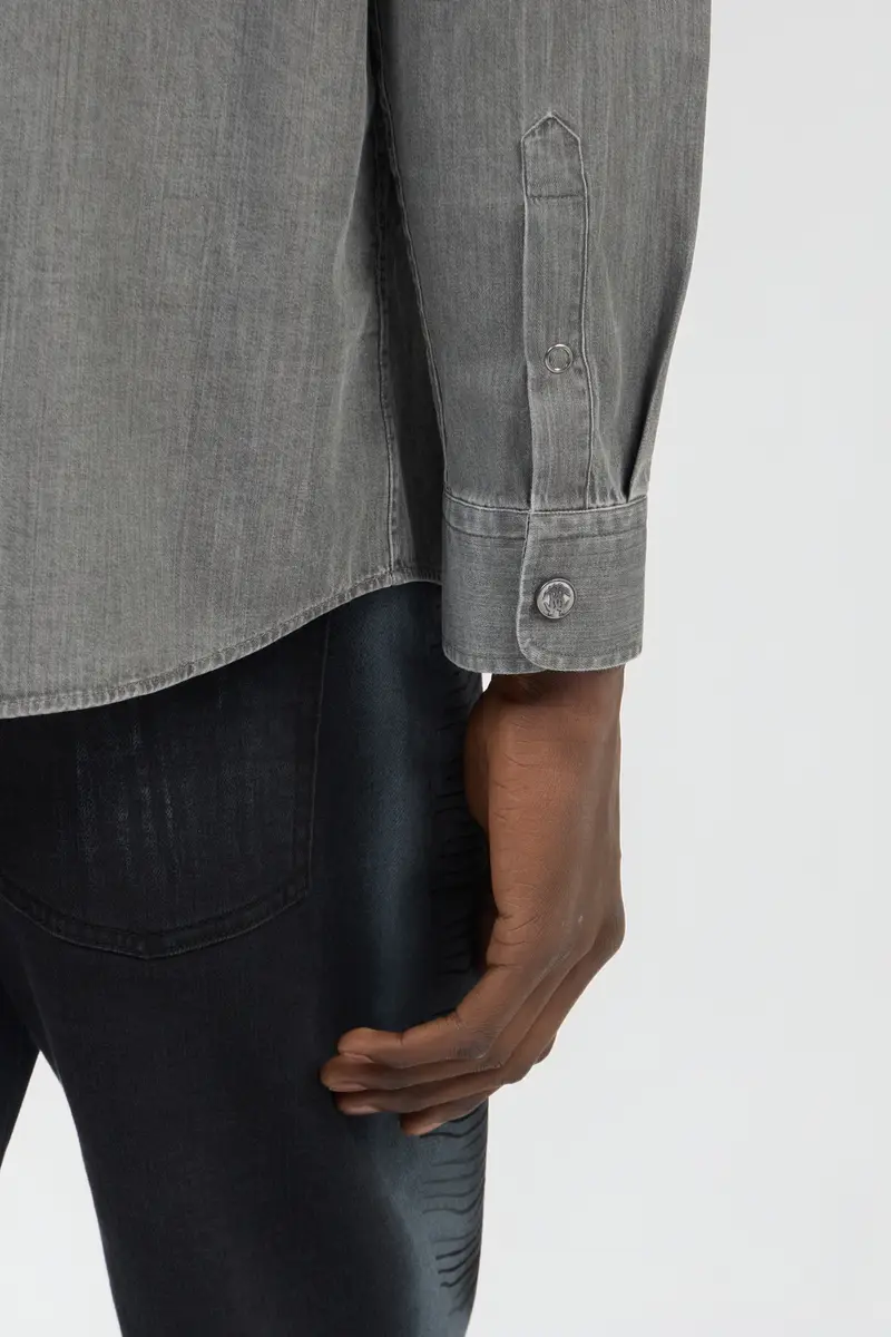 Roberto Cavalli Grey Cotton Shirt with Embroidered Logo | Thumbnail 5