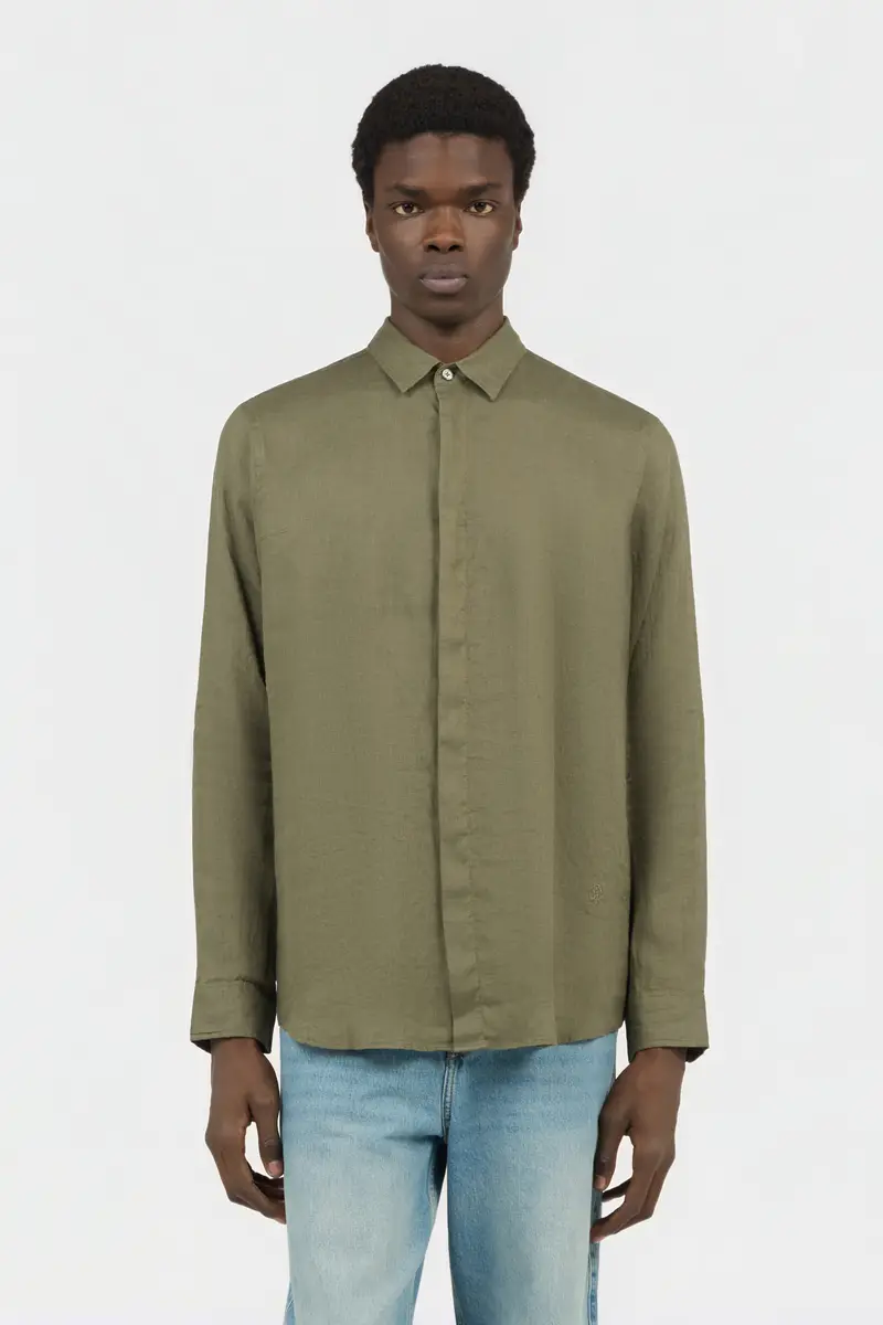 Roberto Cavalli Military Green Linen Shirt | Thumbnail 2 Roberto Cavalli Military Green Linen Shirt | Thumbnail 2