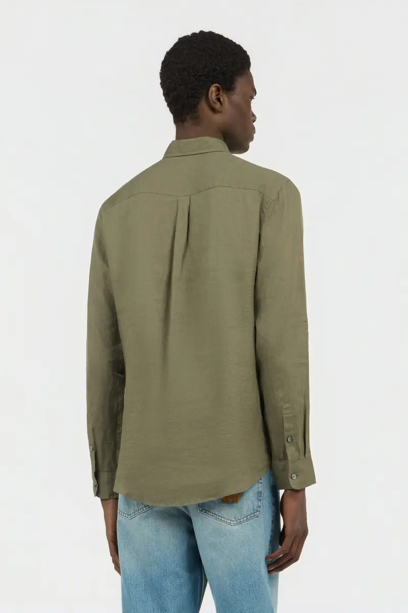 Roberto Cavalli Military Green Linen Shirt | Thumbnail 3 Roberto Cavalli Military Green Linen Shirt | Thumbnail 3