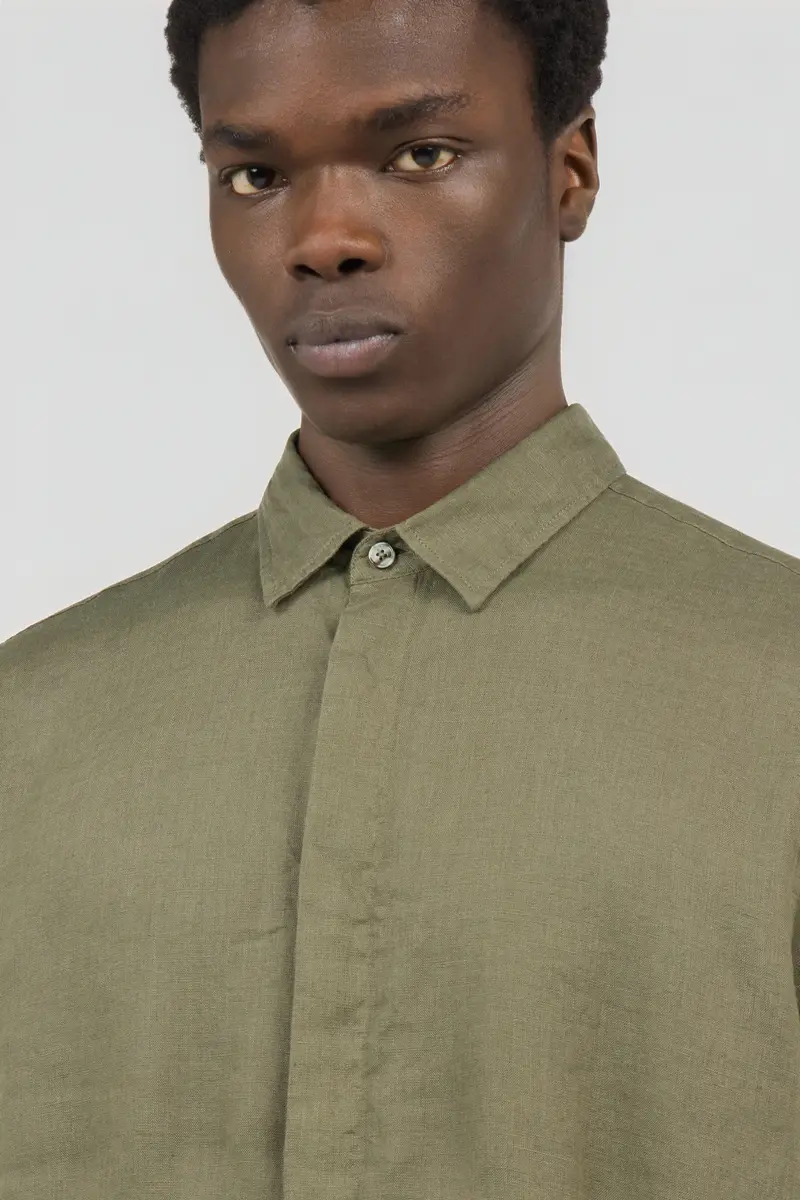 Roberto Cavalli Military Green Linen Shirt | Thumbnail 4 Roberto Cavalli Military Green Linen Shirt | Thumbnail 4