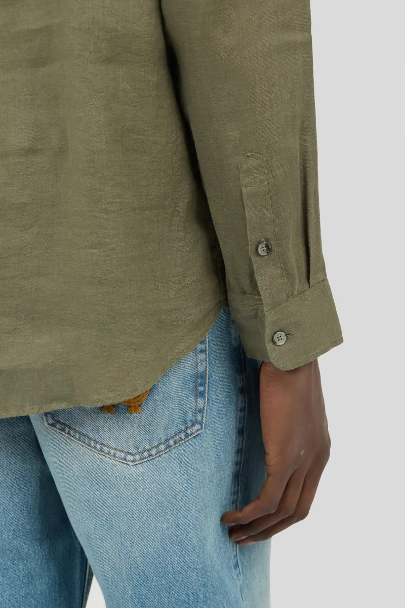 Roberto Cavalli Military Green Linen Shirt | Thumbnail 5 Roberto Cavalli Military Green Linen Shirt | Thumbnail 5