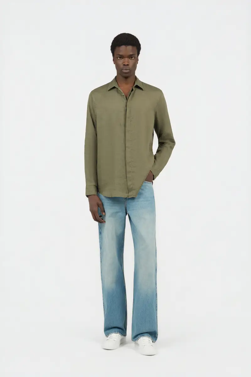 Roberto Cavalli Military Green Linen Shirt | Thumbnail 6 Roberto Cavalli Military Green Linen Shirt | Thumbnail 6