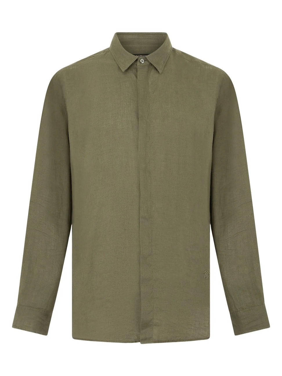Roberto Cavalli Military Green Linen Shirt