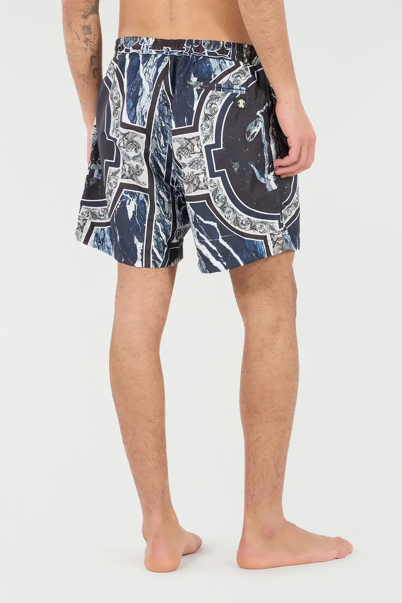 Roberto Cavalli Swim Shorts With Fang And Marble Print | Thumbnail 3 Roberto Cavalli Swim Shorts With Fang And Marble Print | Thumbnail 3