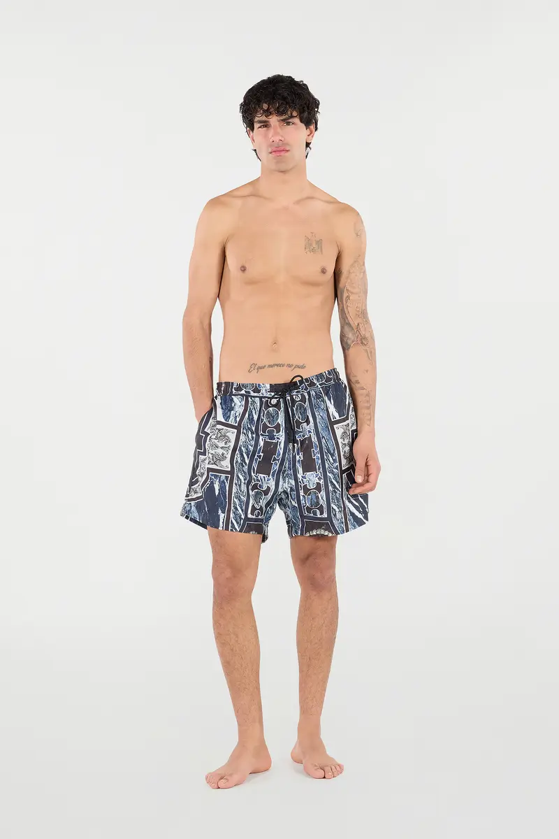 Roberto Cavalli Swim Shorts With Fang And Marble Print | Thumbnail 7 Roberto Cavalli Swim Shorts With Fang And Marble Print | Thumbnail 7