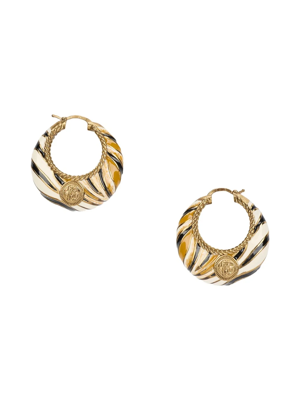 Hoop Earrings With Ray Of Gold Pattern