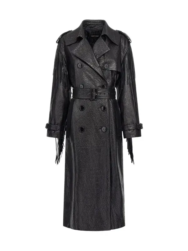 Fringed Leather Trench Coat Fringed Leather Trench Coat