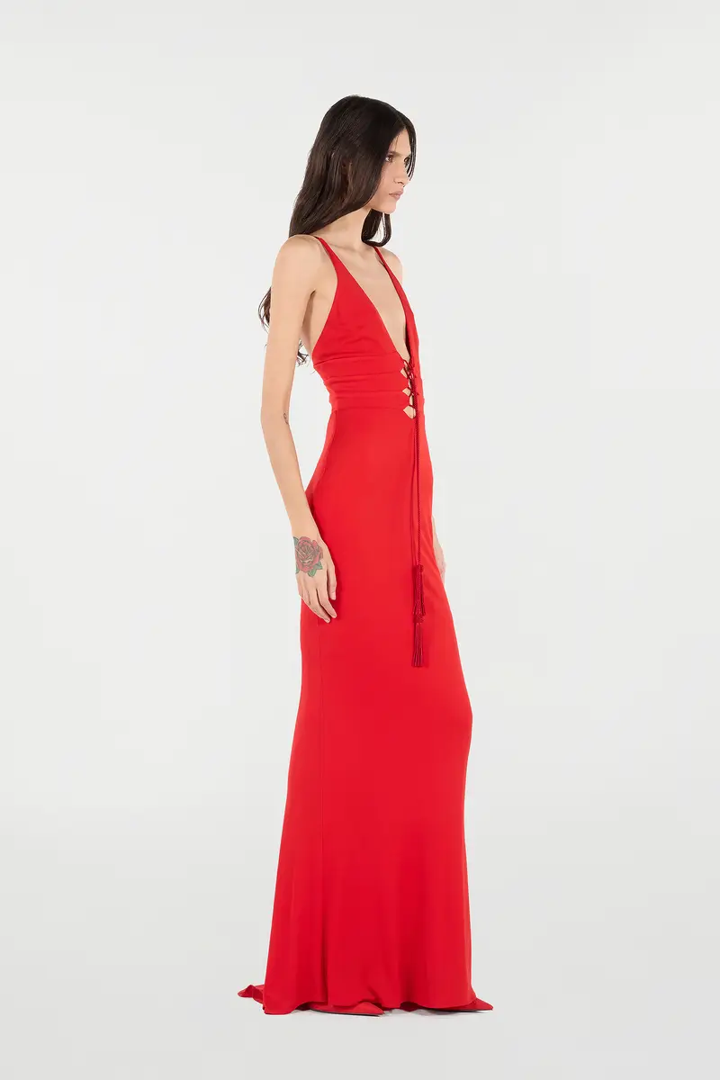 Roberto Cavalli Long Dress With Criss-Cross Detail | Thumbnail 2 Roberto Cavalli Long Dress With Criss-Cross Detail | Thumbnail 2