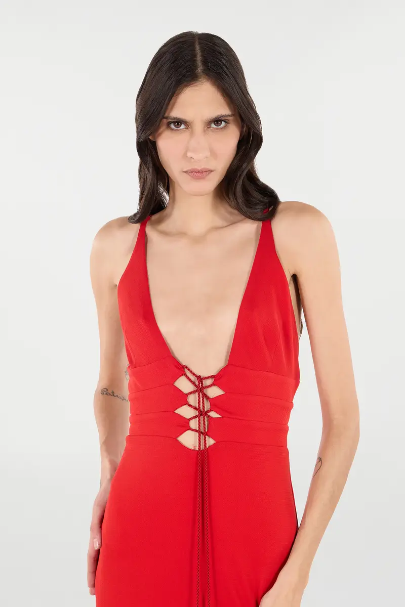 Roberto Cavalli Long Dress With Criss-Cross Detail | Thumbnail 4 Roberto Cavalli Long Dress With Criss-Cross Detail | Thumbnail 4