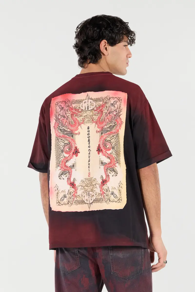 Roberto Cavalli Mottled Effect T-Shirt With Dragons And Logo | Thumbnail 3