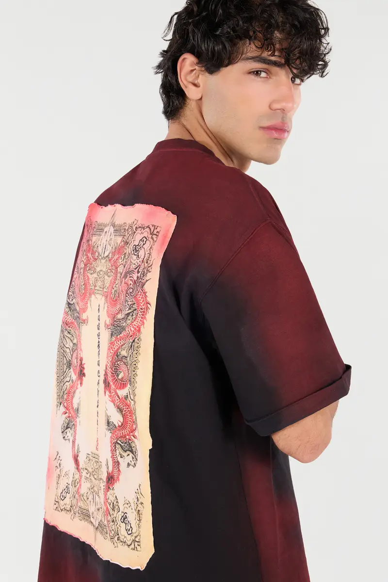 Roberto Cavalli Mottled Effect T-Shirt With Dragons And Logo | Thumbnail 6
