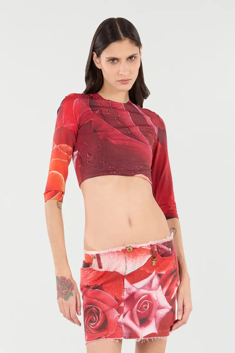 Roberto Cavalli Rose-Print Crop Top | Thumbnail 2 Roberto Cavalli Rose-Print Crop Top | Thumbnail 2