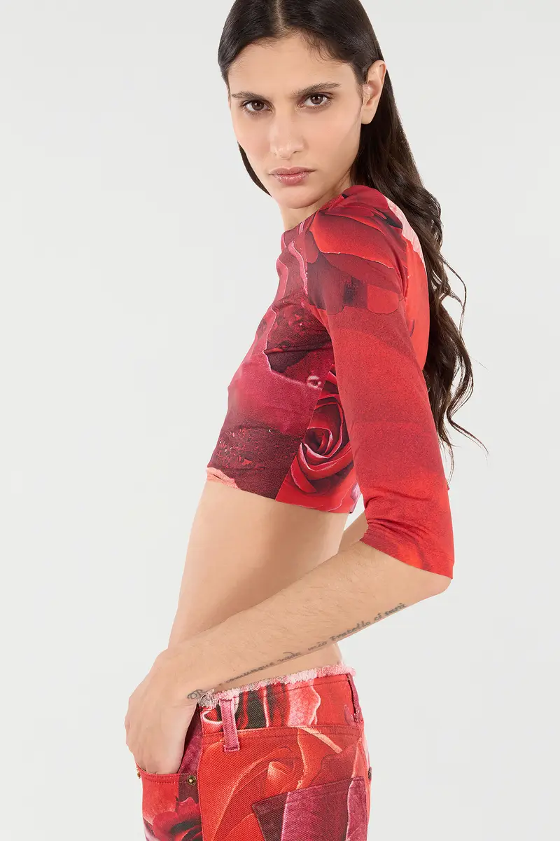 Roberto Cavalli Rose-Print Crop Top | Thumbnail 6 Roberto Cavalli Rose-Print Crop Top | Thumbnail 6