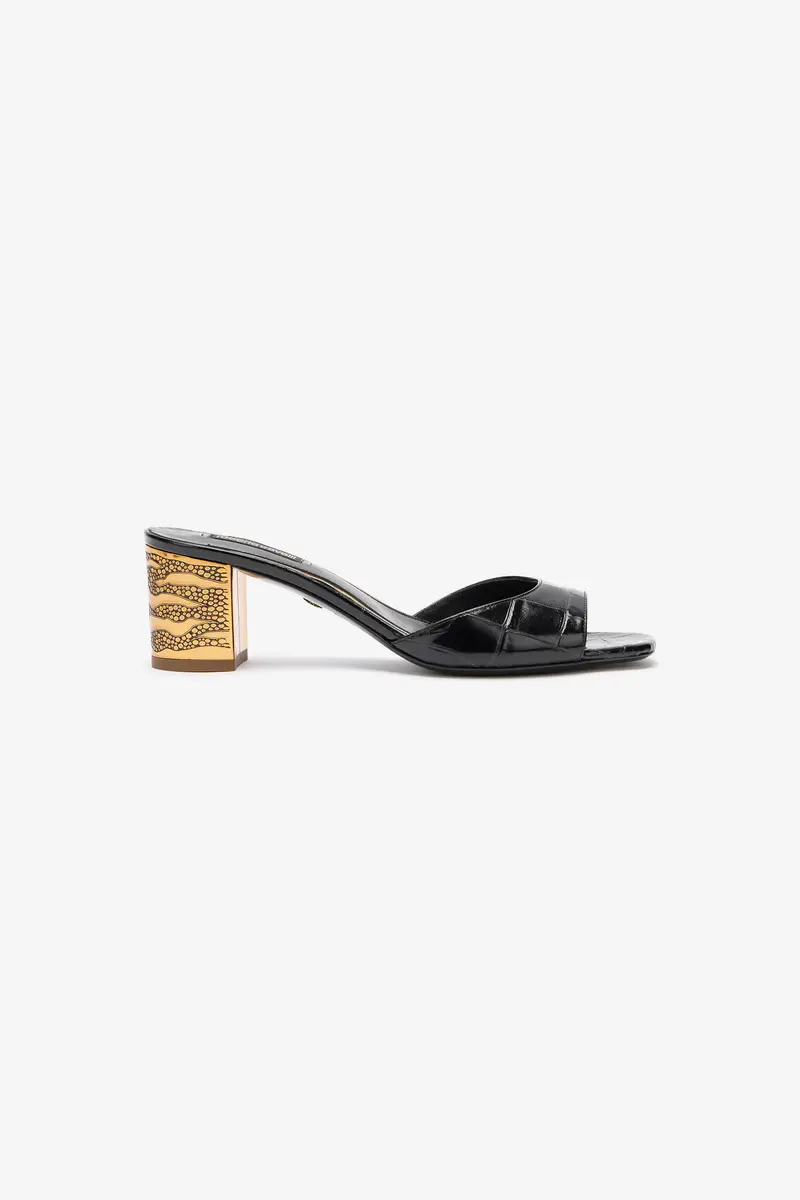 Roberto Cavalli Mules With Thick Golden Heel | Thumbnail 2