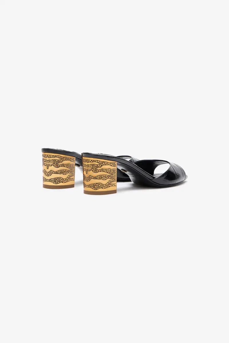Roberto Cavalli Mules With Thick Golden Heel | Thumbnail 3