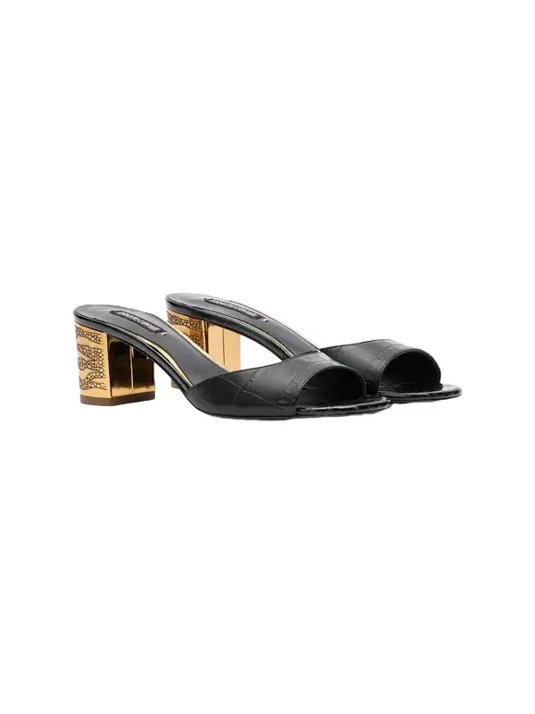 Mules With Thick Golden Heel Mules With Thick Golden Heel