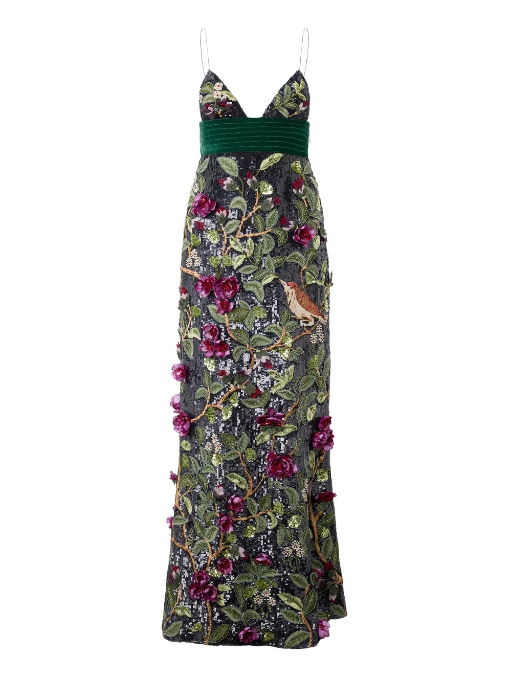 Long Black Dress With Multicolor Decorations