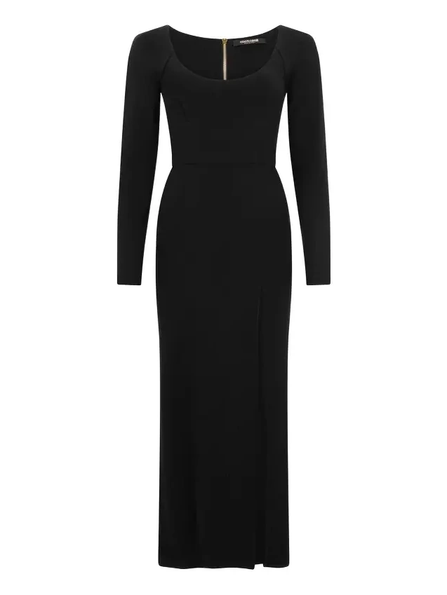 Black Midi Dress With Slit Black Midi Dress With Slit