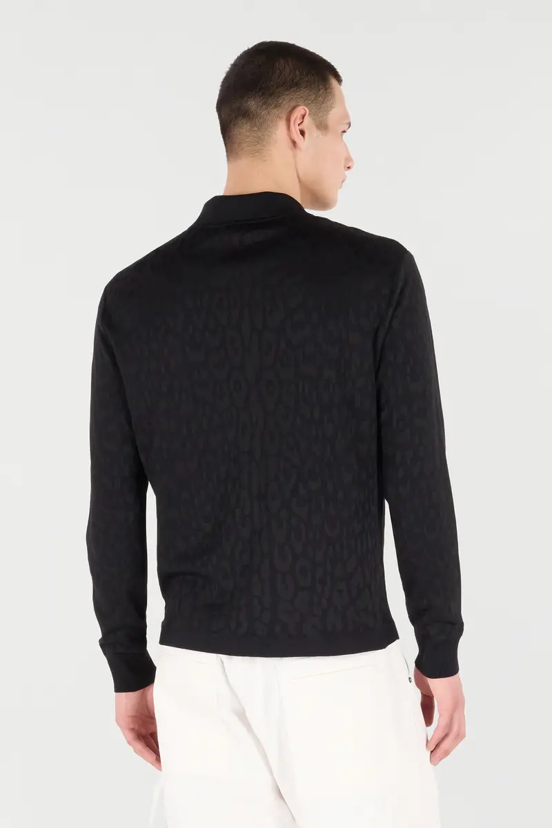 Roberto Cavalli Jaguar Skin Long-Sleeved Knitted Polo | Thumbnail 3 Roberto Cavalli Jaguar Skin Long-Sleeved Knitted Polo | Thumbnail 3