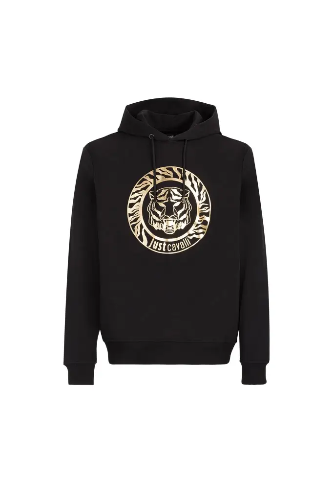 Roberto Cavalli Just Cavalli Tiger And Logo-Print Hoodie | Image 1 Roberto Cavalli Just Cavalli Tiger And Logo-Print Hoodie | Image 1