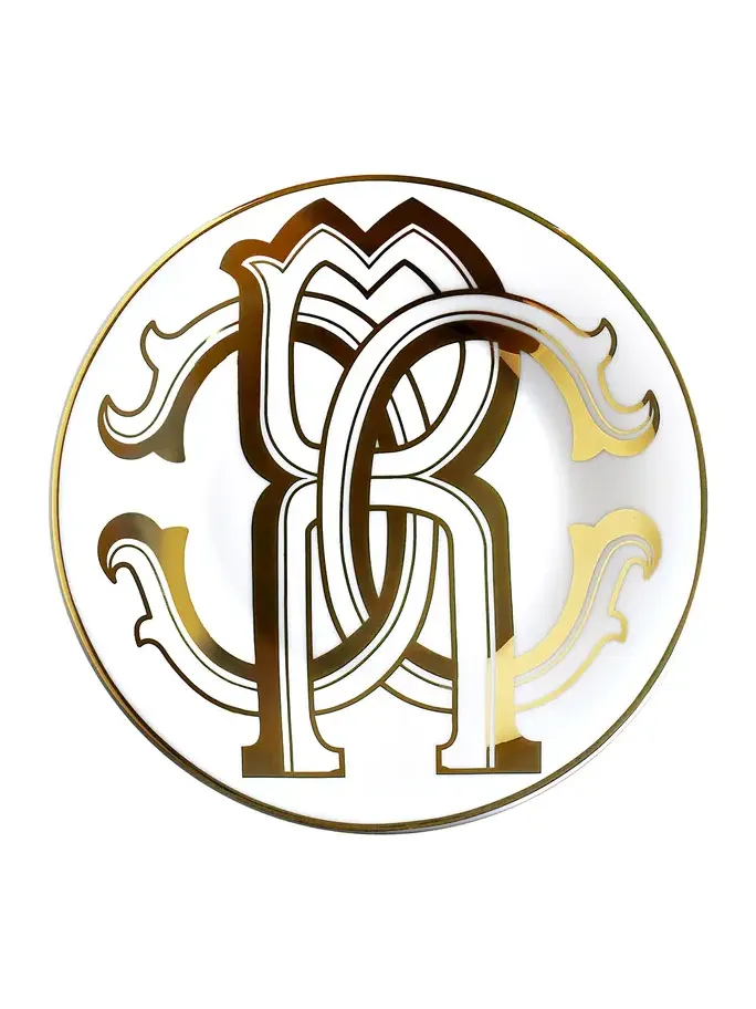Monogram Gold 2 Bread Plates Set Monogram Gold 2 Bread Plates Set