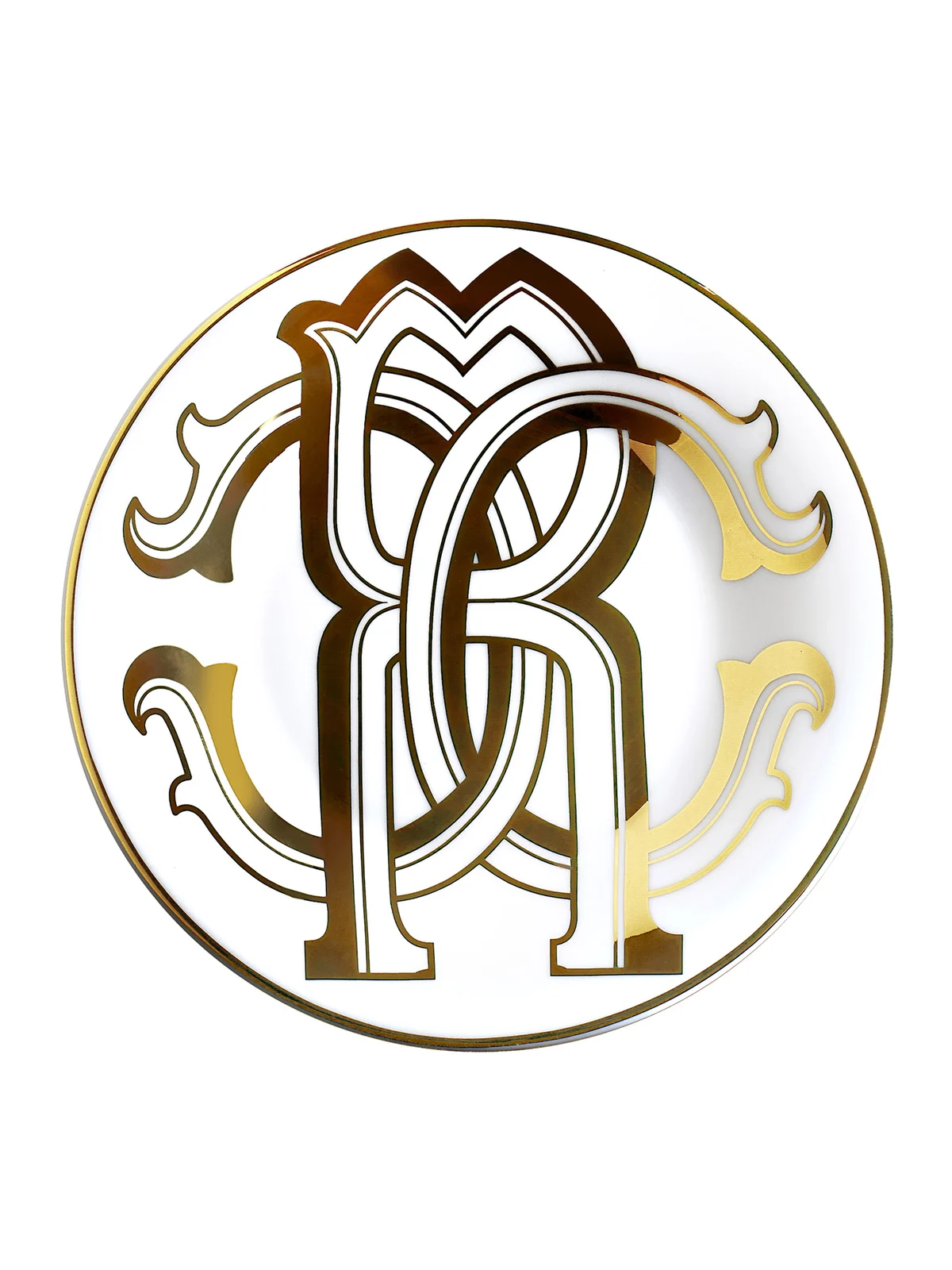 Roberto Cavalli Monogram Gold 2 Bread Plates Set