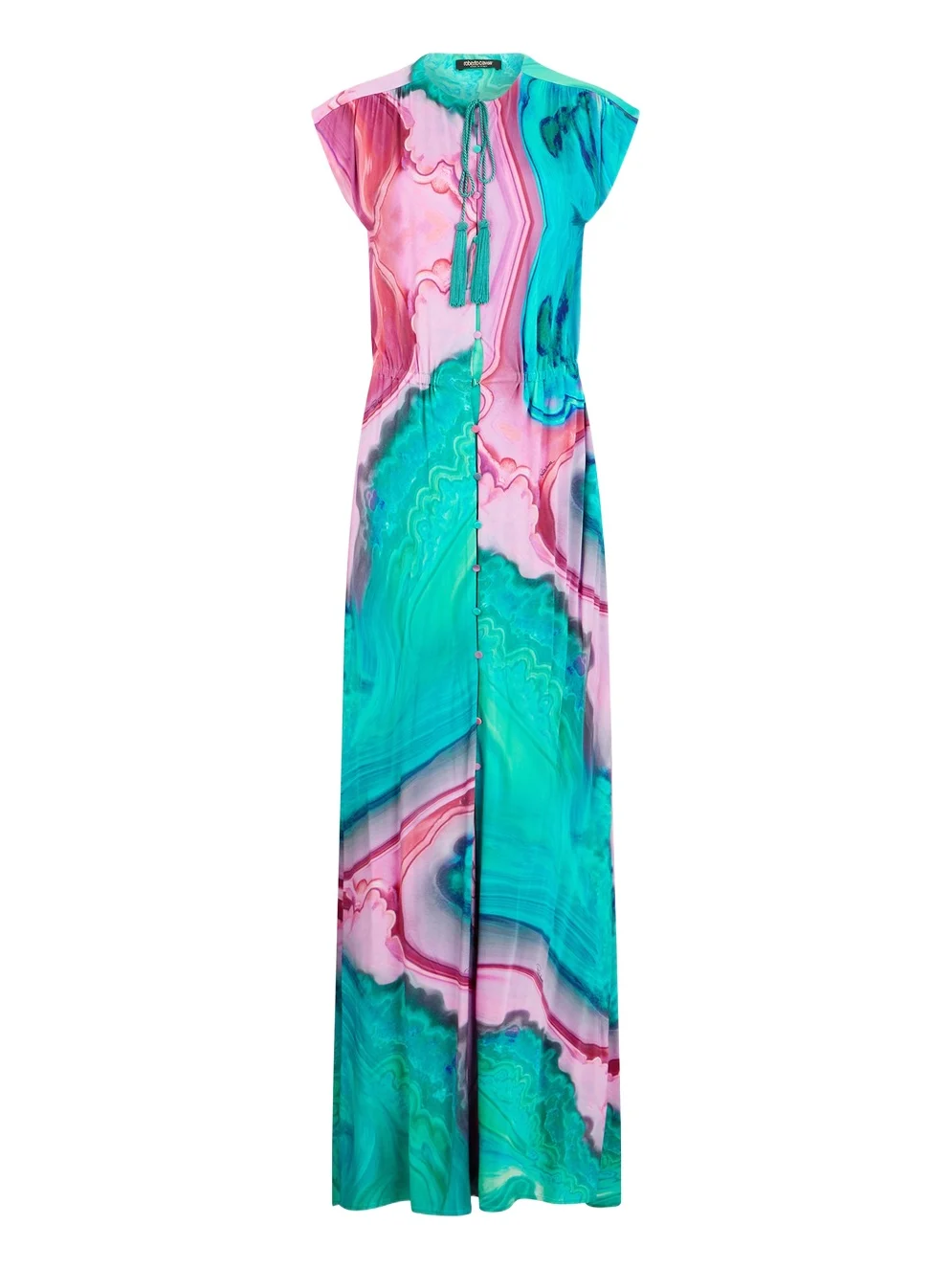 Long dress chemisier with multicolor marbled print Long dress chemisier with multicolor marbled print