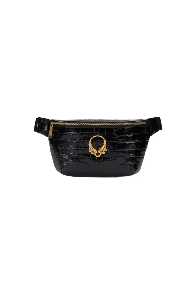 Roberto Cavalli Roar Belt Bag Black Leather | Image 1 Roberto Cavalli Roar Belt Bag Black Leather | Image 1