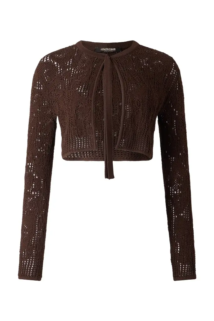Roberto Cavalli Crochet Effect Crop Top