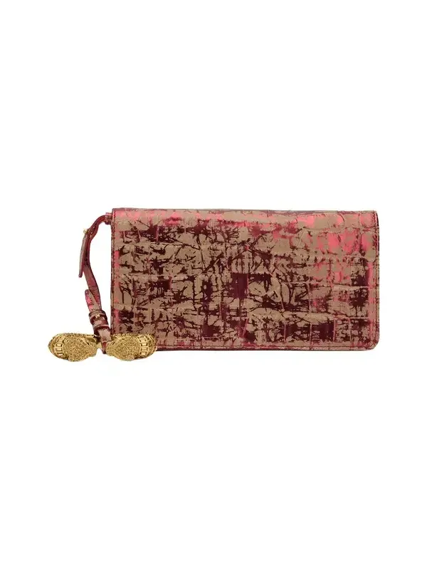 Roberto Cavalli Roar Pochette Bag Burgundy Laminated Leather
