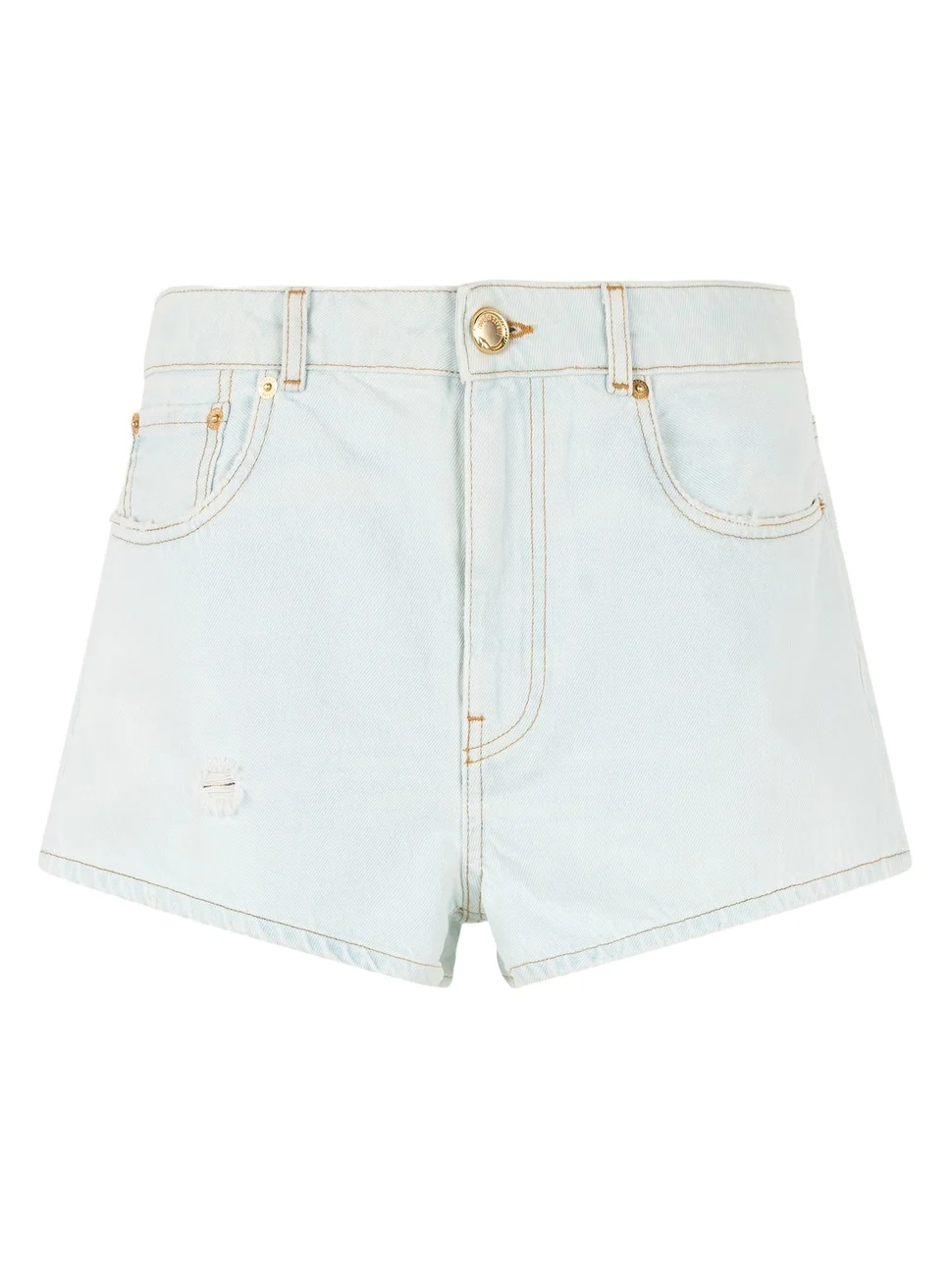 Light Wash Denim Shorts with Distressed Details