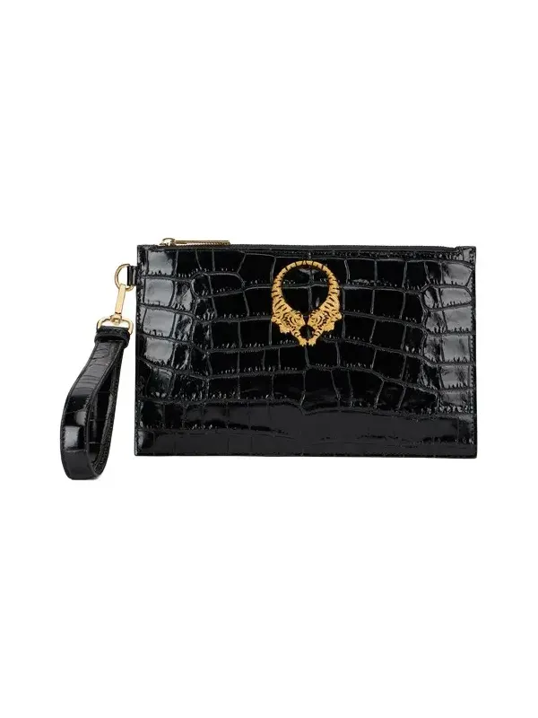Crocodile-embossed leather clutch Crocodile-embossed leather clutch