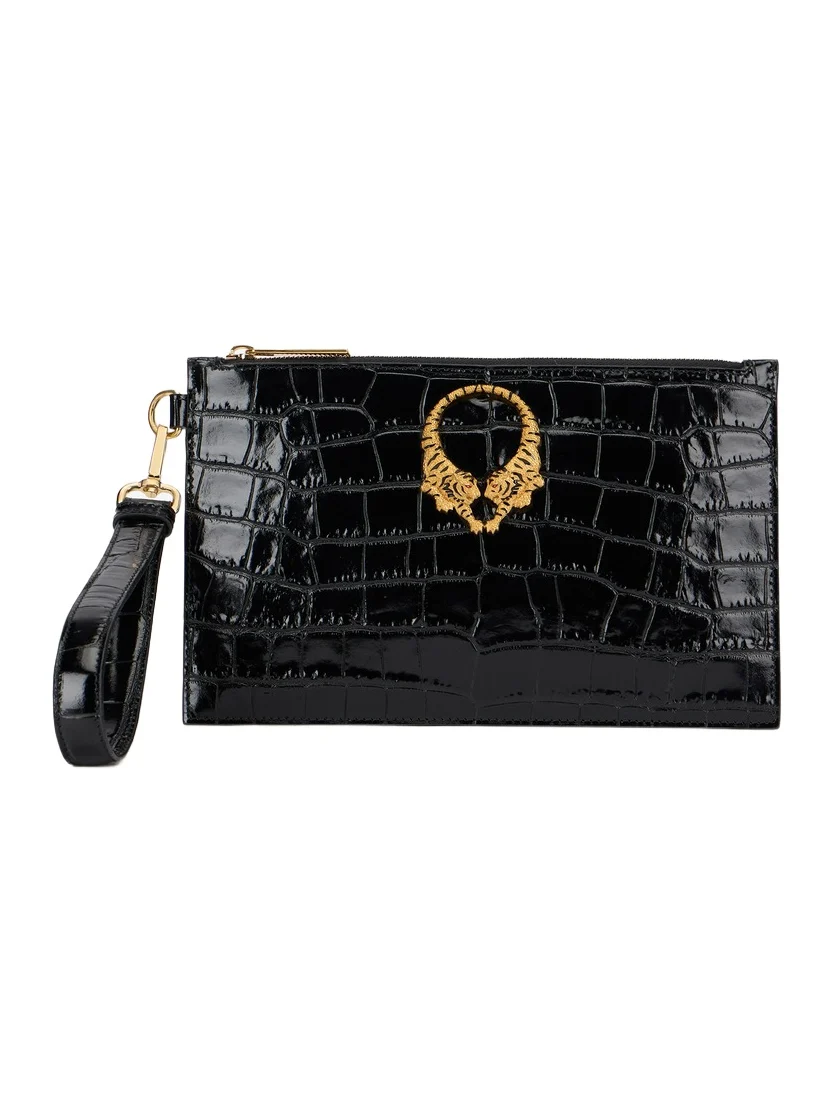 Crocodile-embossed leather clutch Crocodile-embossed leather clutch