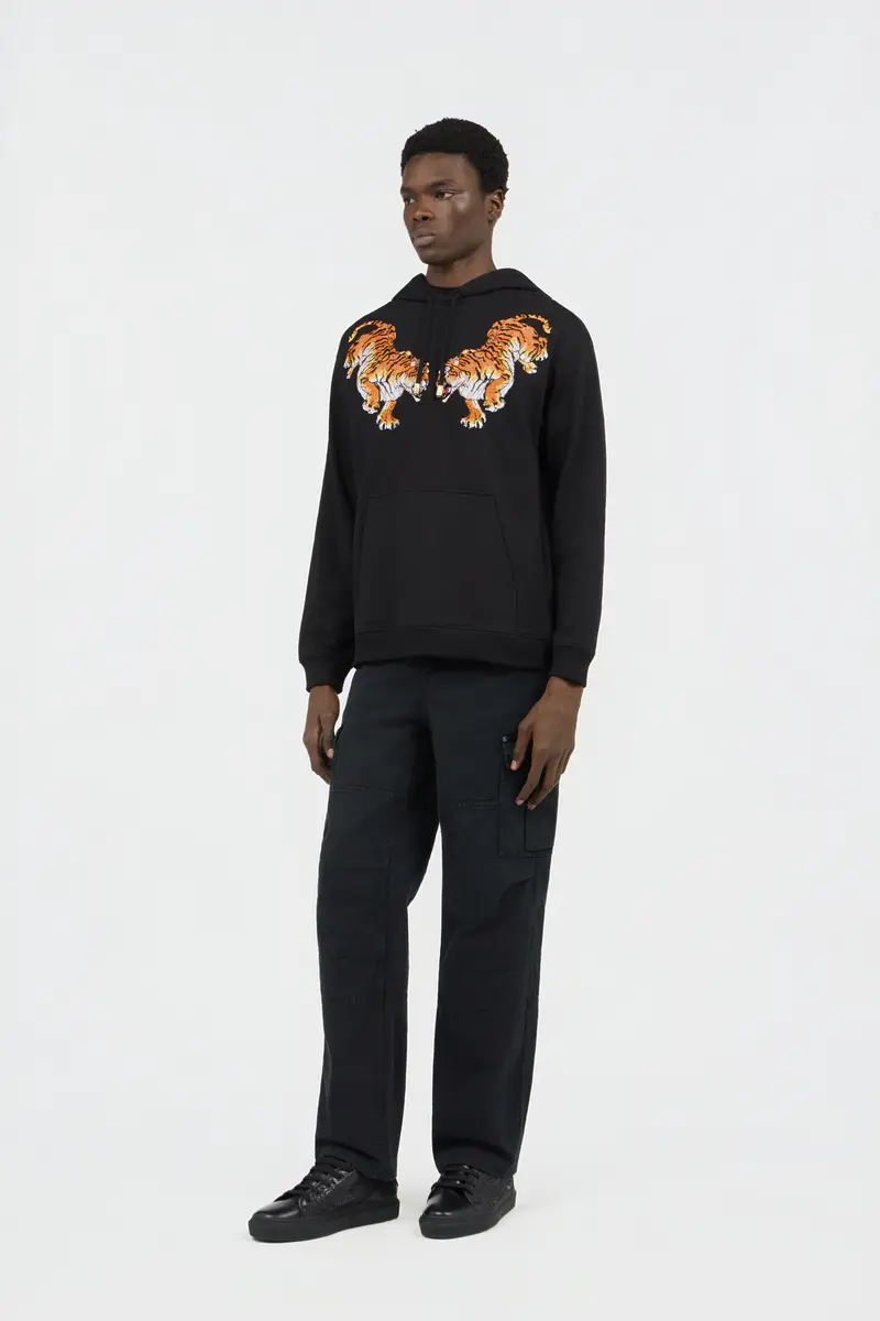 Roberto Cavalli Black Hooded Sweatshirt With Tiger Embroidery | Thumbnail 6