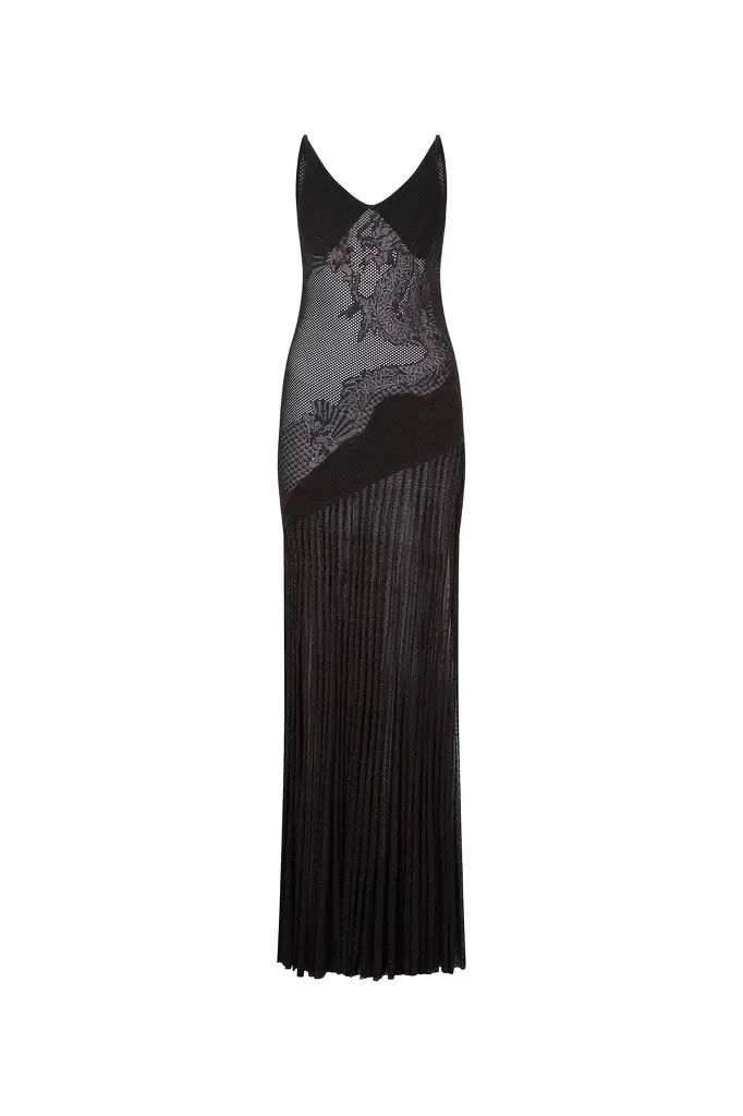Roberto Cavalli Long Dress With Dragon