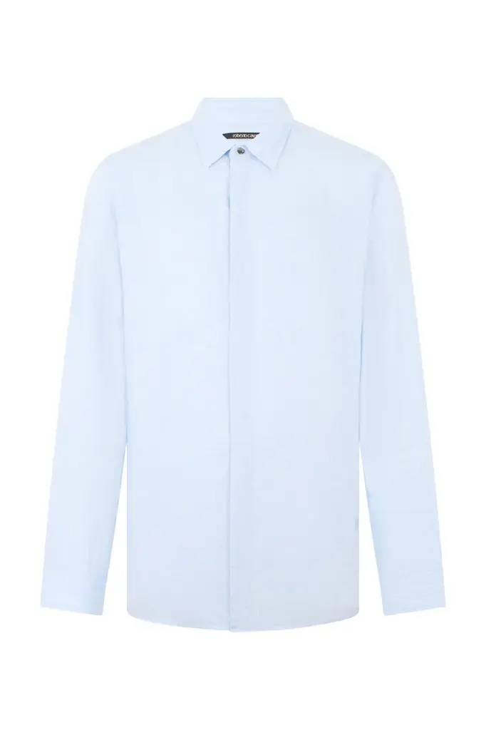 Roberto Cavalli Light Blue Linen Shirt | Image 1 Roberto Cavalli Light Blue Linen Shirt | Image 1