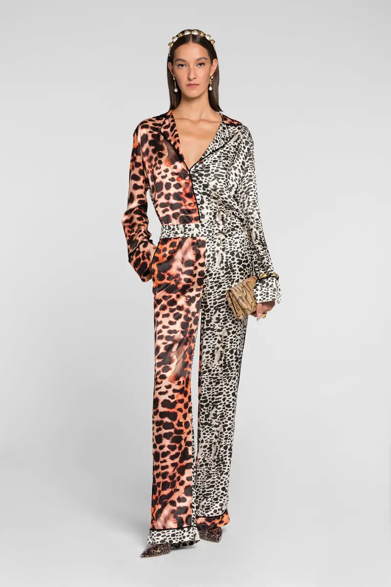 Roberto Cavalli Murena Print Silk Blend Trousers | Thumbnail 2 Roberto Cavalli Murena Print Silk Blend Trousers | Thumbnail 2