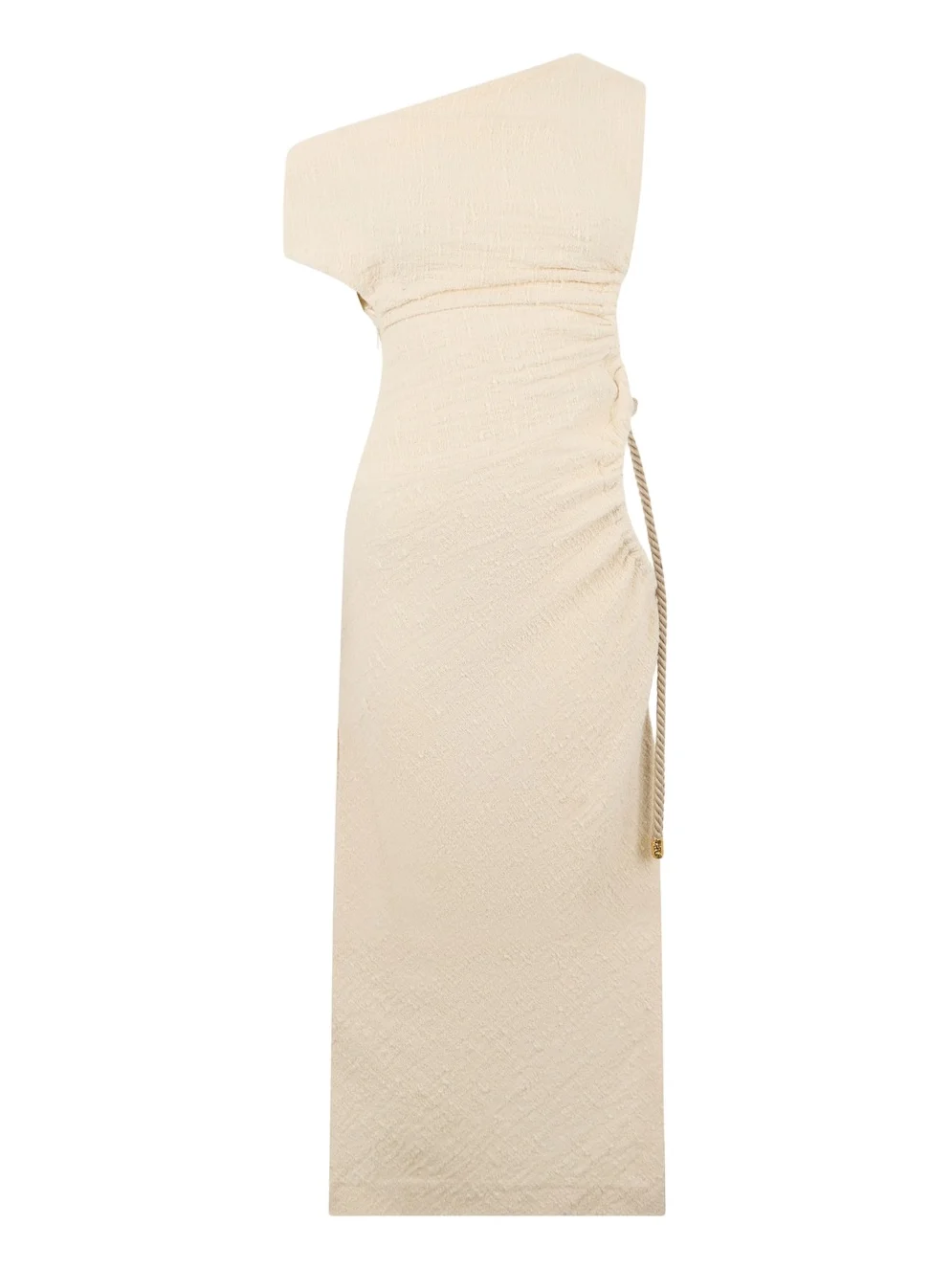 Roberto Cavalli Ivory One-Shoulder Midi Dress with Cut-Out