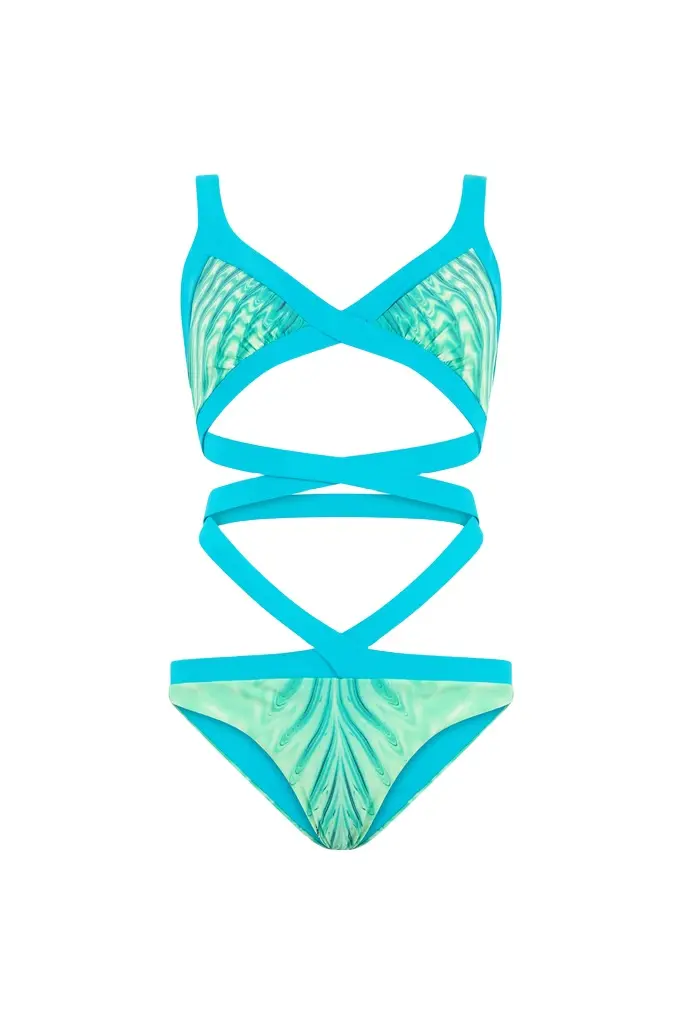 Roberto Cavalli Trikini With Optical Glass Print