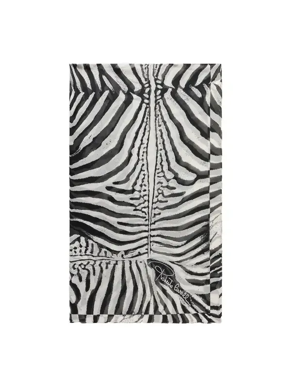 Silk Scarf With White Tigress Print
