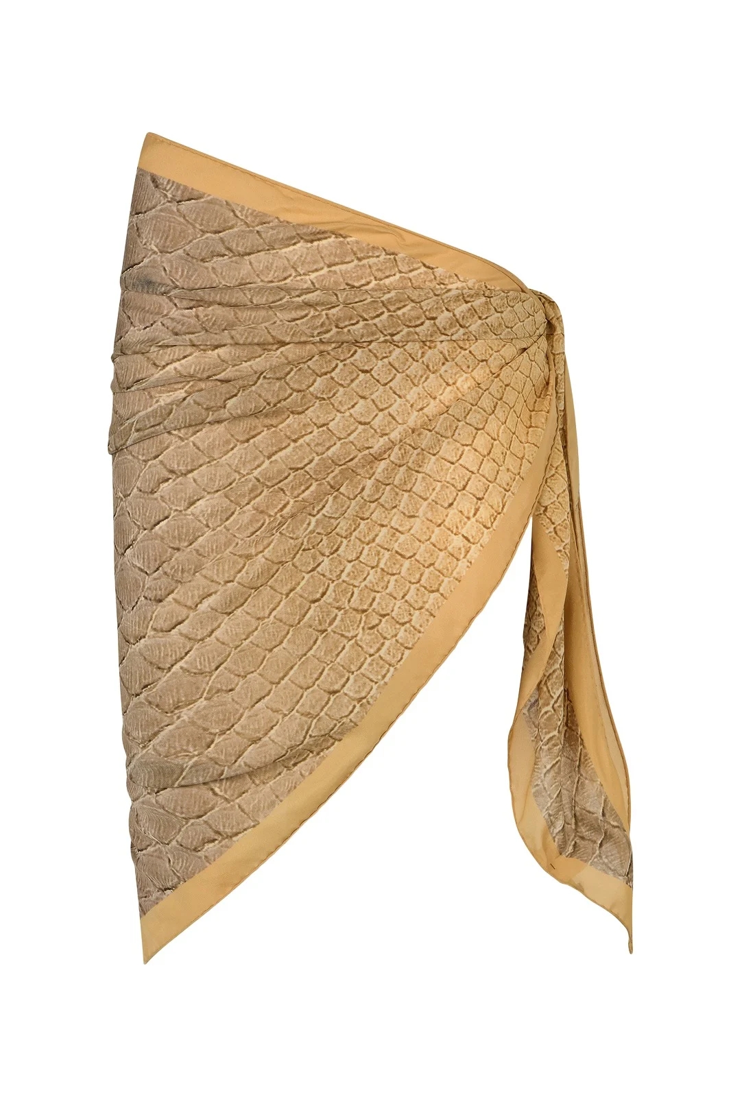 Silk Pareo with Beige and Sand Serpentine Print