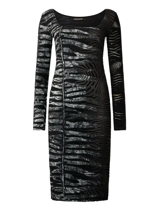 Dress With Tiger Skin And Zebra Motif Dress With Tiger Skin And Zebra Motif