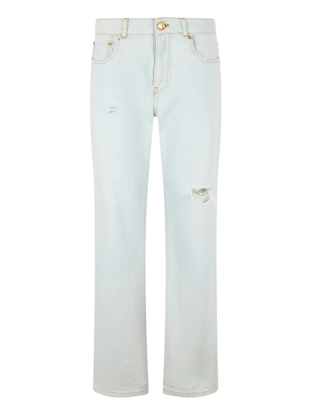 Light-Wash Denim Jeans with Distressed Details Light-Wash Denim Jeans with Distressed Details