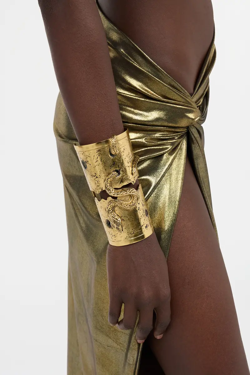 Roberto Cavalli Antiqued Gold Cuff Bracelet with Snake | Thumbnail 2