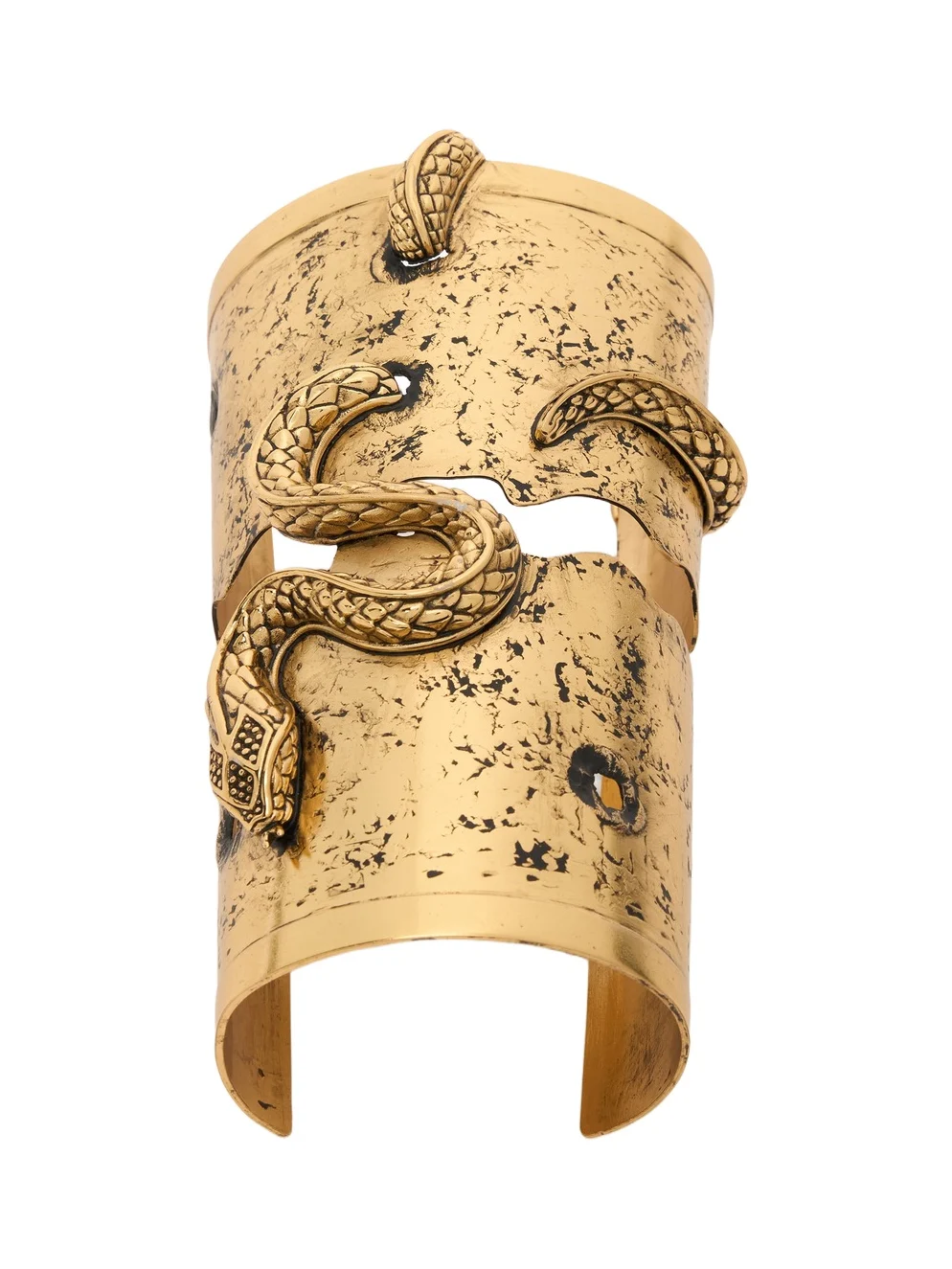 Antiqued Gold Cuff Bracelet with Snake