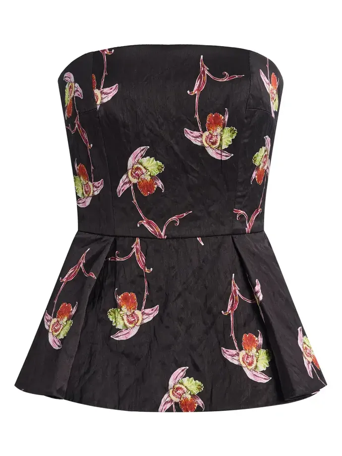 Emilia Wickstead Jadiel Floral Satin Peplum Top